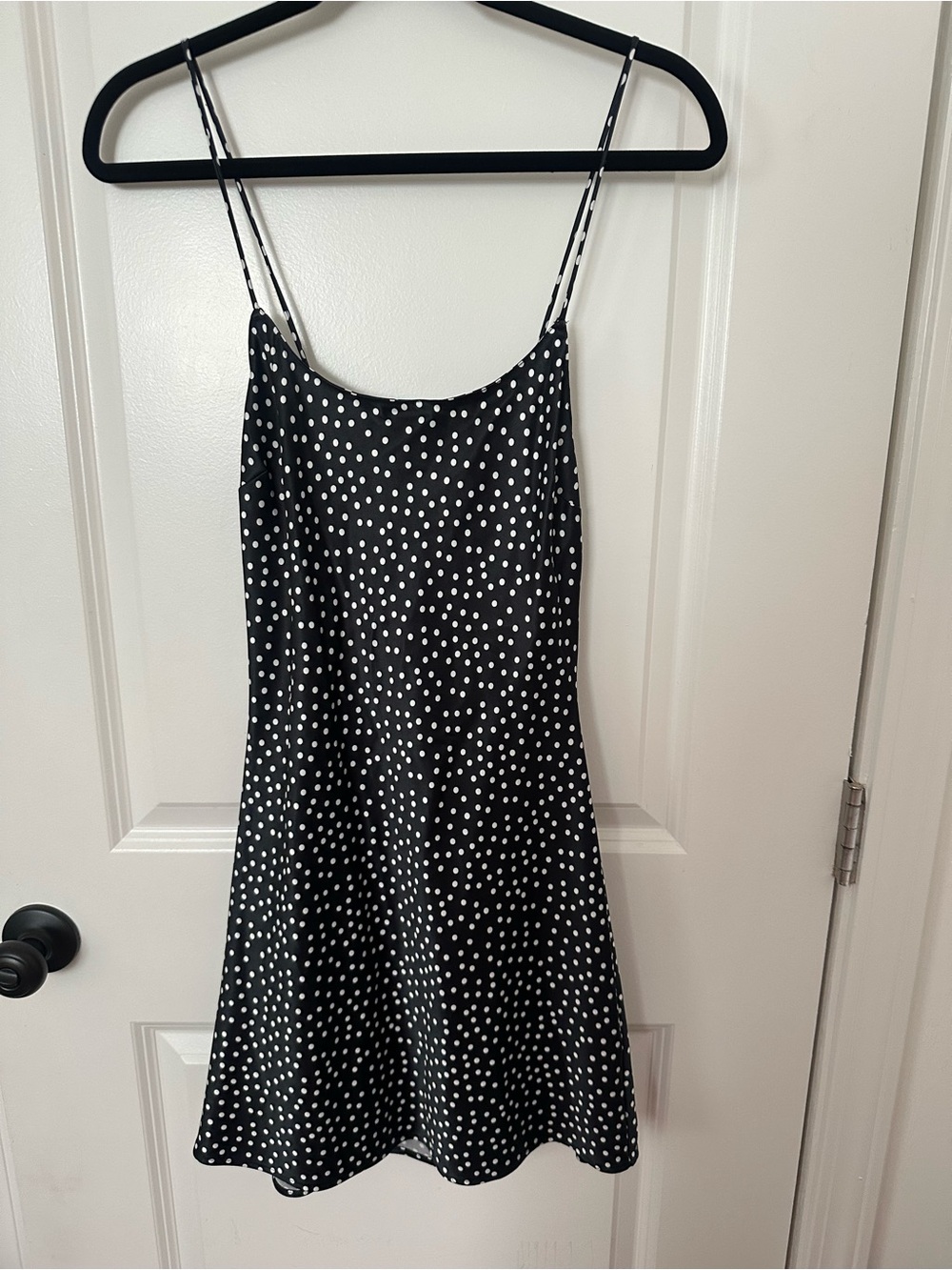 victoria secret polka dot slip dress size small open back with cowl draping